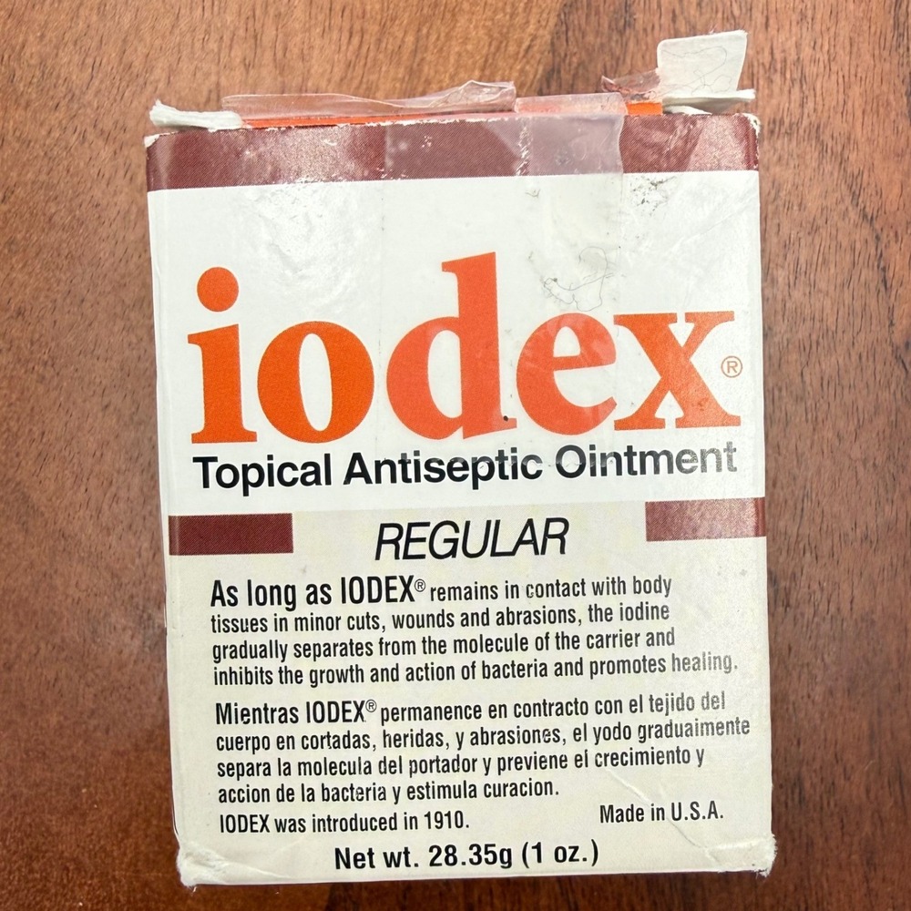 Iodex Regular Topical Antiseptic Ointment 4.7% Iodine 1 Oz Jar With Box
